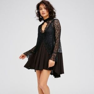 Free People Secret Origins Black Lace Tunic XS